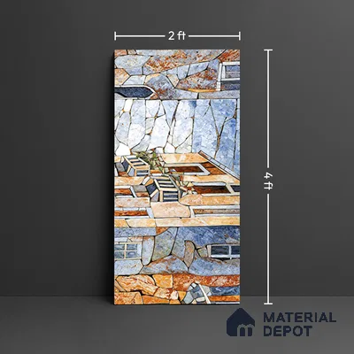 Faux Mosaic Mural Poster Wall Tile TL 07924 Rowboat City 4 ft x 2 ft Vitrified Glossy Punch Finish - 9 mm | Suitable For Living Room, Bedroom & Office