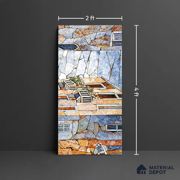Faux Mosaic Mural Poster Wall Tile TL 07924 Rowboat City 4 ft x 2 ft Vitrified Glossy Punch Finish - 9 mm | Suitable For Living Room, Bedroom & Office