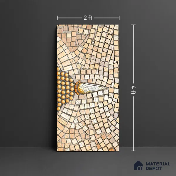 Faux Mosaic Mural Poster Wall Tile TL 07913 Lord Buddha 4 ft x 2 ft Vitrified Glossy Punch Finish - 9 mm | Suitable For Living Room, Bedroom & Office