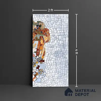 Faux Mosaic Mural Poster Wall Tile TL 07914 Ancient Gaze 4 ft x 2 ft Vitrified Glossy Punch Finish - 9 mm | Suitable For Living Room, Bedroom & Office