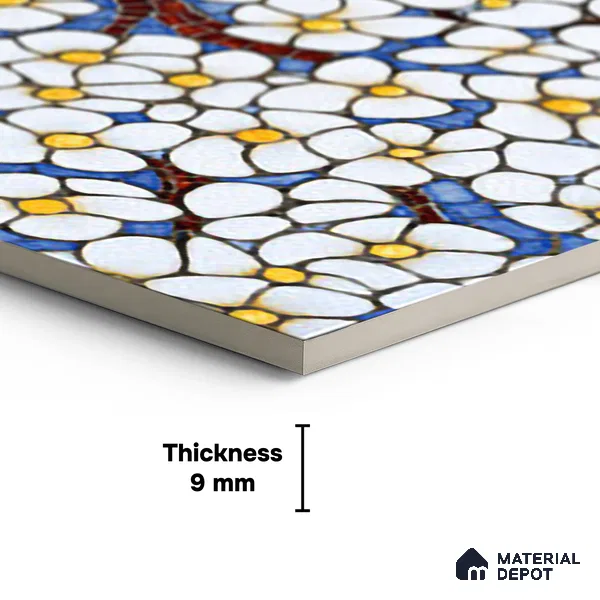 Faux Mosaic Mural Poster Wall Tile TL 07918 White Tree 4 ft x 2 ft Vitrified Glossy Punch Finish - 9 mm | Suitable For Living Room, Bedroom & Office