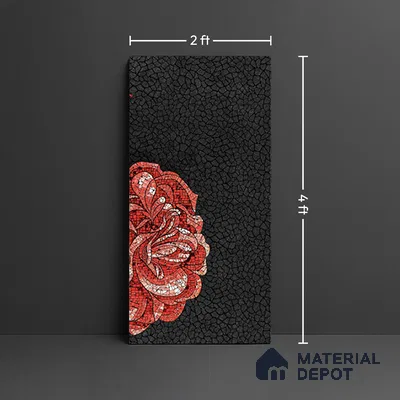 Faux Mosaic Mural Poster Wall Tile TL 07920 Crimson Rose 4 ft x 2 ft Vitrified Glossy Punch Finish - 9 mm | Suitable For Living Room, Bedroom & Office