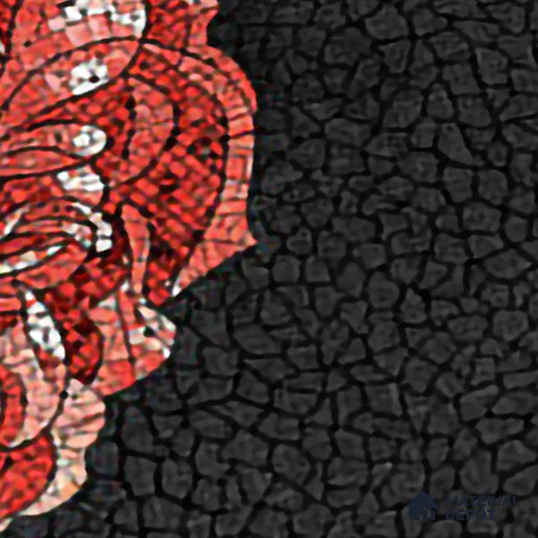Faux Mosaic Mural Poster Wall Tile TL 07920 Crimson Rose 4 ft x 2 ft Vitrified Glossy Punch Finish - 9 mm | Suitable For Living Room, Bedroom & Office