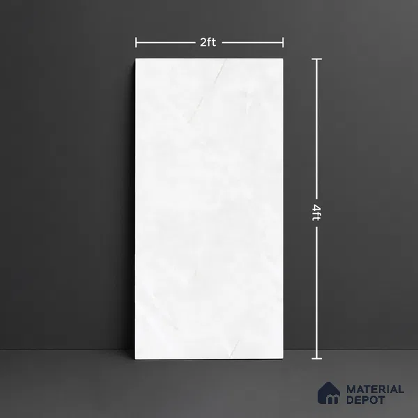 Marble Wall & Floor Tile TL 10291 B Rolex White 4 ft x 2 ft PGVT Vitrified Glossy Finish - 9 mm Suitable For Living Room, Bedroom, Kitchen