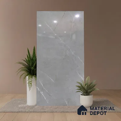 Marble Wall & Floor Tile TL 10291 Rolex Grey 4 ft x 2 ft PGVT Vitrified Glossy Finish - 9 mm  Suitable For Living Room, Bedroom, Kitchen