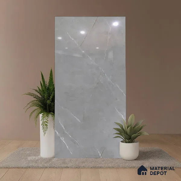 Marble Wall & Floor Tile TL 10291 Rolex Grey 4 ft x 2 ft PGVT Vitrified Glossy Finish - 9 mm Suitable For Living Room, Bedroom, Kitchen