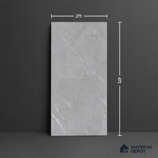 Marble Wall & Floor Tile TL 10291 Rolex Grey 4 ft x 2 ft PGVT Vitrified Glossy Finish - 9 mm Suitable For Living Room, Bedroom, Kitchen