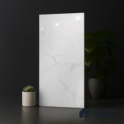 Floor & Wall Tile TL 10170 Alcora Bianco 4 ft x 2 ft PGVT Vitrified Glossy Finish - 9 mm  Suitable For Living Room, Bedroom, Bathroom, Kitchen