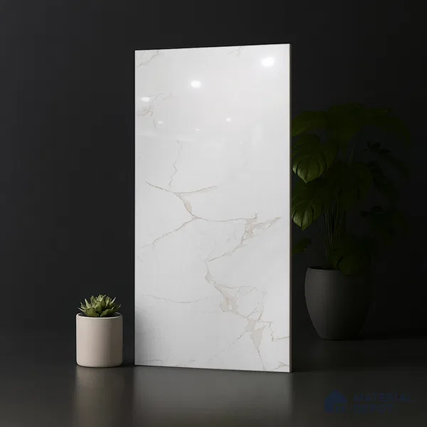 Floor & Wall Tile TL 10170 Alcora Bianco 4 ft x 2 ft PGVT Vitrified Glossy Finish - 9 mm Suitable For Living Room, Bedroom, Bathroom, Kitchen