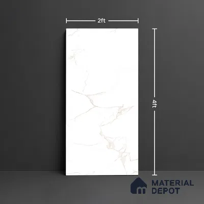 Floor & Wall Tile TL 10170 Alcora Bianco 4 ft x 2 ft PGVT Vitrified Glossy Finish - 9 mm  Suitable For Living Room, Bedroom, Bathroom, Kitchen