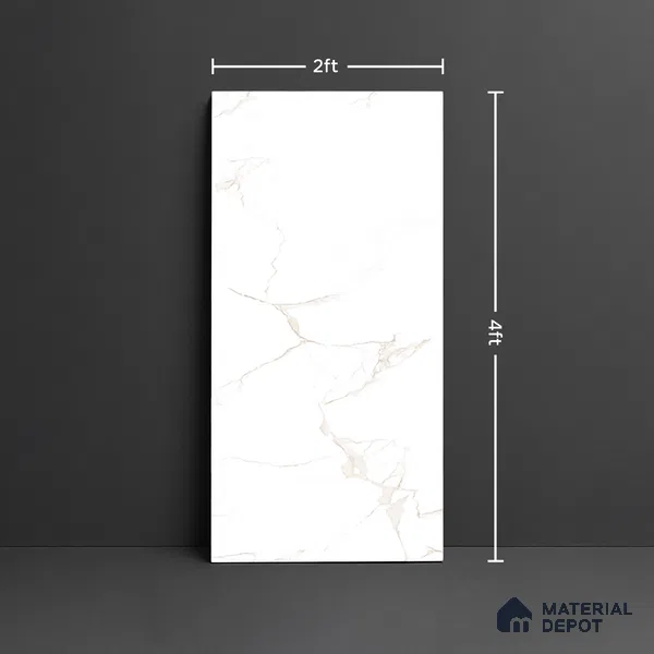 Floor & Wall Tile TL 10170 Alcora Bianco 4 ft x 2 ft PGVT Vitrified Glossy Finish - 9 mm Suitable For Living Room, Bedroom, Bathroom, Kitchen