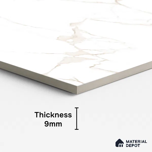Floor & Wall Tile TL 10170 Alcora Bianco 4 ft x 2 ft PGVT Vitrified Glossy Finish - 9 mm Suitable For Living Room, Bedroom, Bathroom, Kitchen