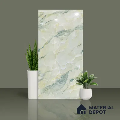 Floor & Wall Tile TL 10284 Rexona Green 4 ft x 2 ft PGVT Vitrified High Gloss Finish - 9 mm  Suitable For Living Room, Bedroom, Bathroom, Kitchen