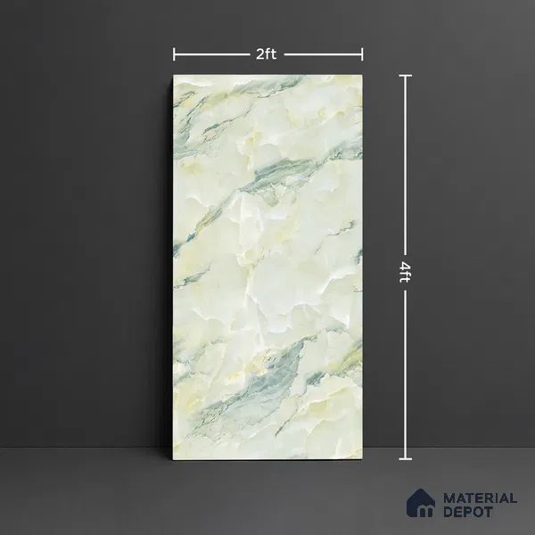 Floor & Wall Tile TL 10284 Rexona Green 4 ft x 2 ft PGVT Vitrified High Gloss Finish - 9 mm  Suitable For Living Room, Bedroom, Bathroom, Kitchen
