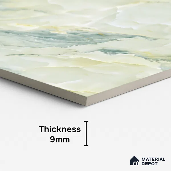Floor & Wall Tile TL 10284 Rexona Green 4 ft x 2 ft PGVT Vitrified High Gloss Finish - 9 mm  Suitable For Living Room, Bedroom, Bathroom, Kitchen