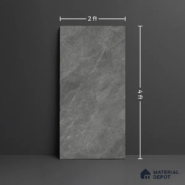Stone Look Wall & Floor Tile TL 08233 B Quarry Coal Rock 4 ft x 2 ft Vitrified Matte Finish - 9 mm