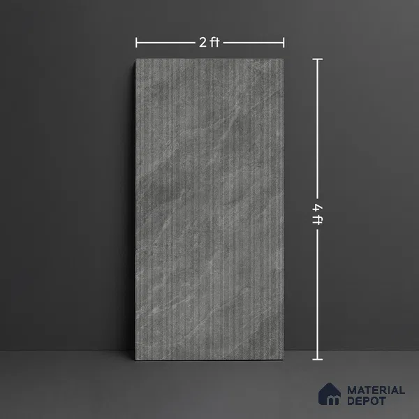 Stone Look Wall Tile TL 08233 C Quarry Coal Strip Liner 4 ft x 2 ft Vitrified Matte Finish - 9 mm
