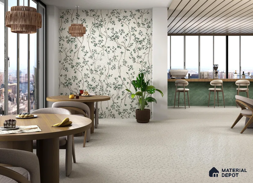 TL 12506 B Twig Leaves Bianco Endless 4 ft x 2 ft Vitrified Tile - 9 mm
