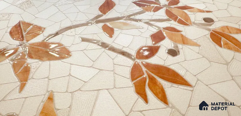 TL 12506 C Twig Leaves Beige Decor Endless 4 ft x 2 ft Vitrified  Tile - 9 mm