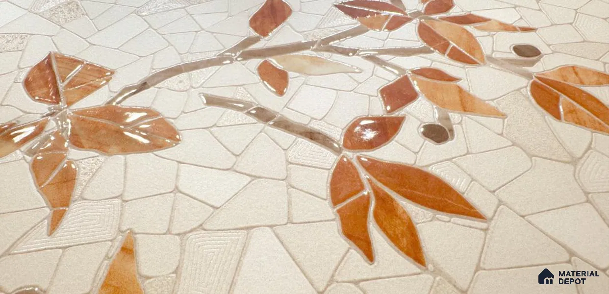 TL 12506 C Twig Leaves Beige Decor Endless 4 ft x 2 ft Vitrified  Tile - 9 mm