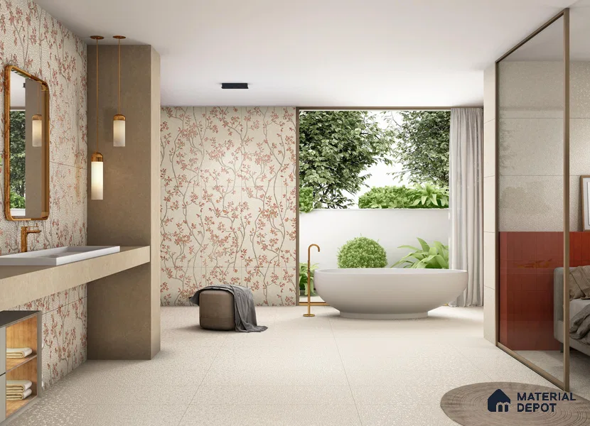 TL 12506 D Twig Leaves Beige Endless 4 ft x 2 ft Vitrified  Tile - 9 mm
