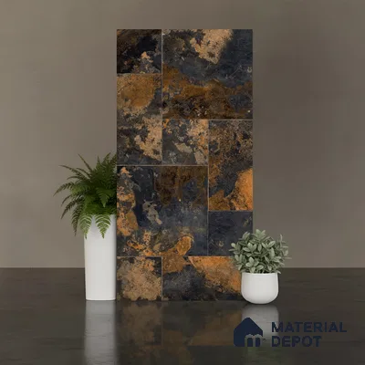 Stone Floor Tile TL 10347 Slate Stone Nero 4 ft x 2 ft Vitrified Matte Finish Tile - 11 mm | Suitable For Bathroom, Courtyard, Corridor