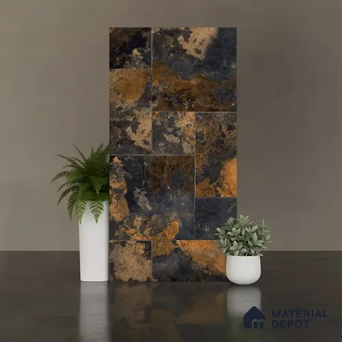 Stone Wall & Floor Tile TL 10347 Slate Stone Nero 4 ft x 2 ft Vitrified Matte Finish Tile - 11 mm | Suitable For Living Room, Kitchen, Bathroom