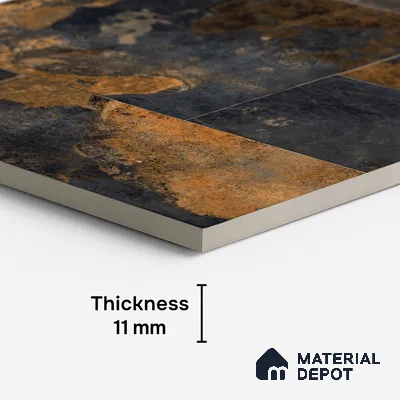 Stone Floor Tile TL 10347 Slate Stone Nero 4 ft x 2 ft Vitrified Matte Finish Tile - 11 mm | Suitable For Bathroom, Courtyard, Corridor