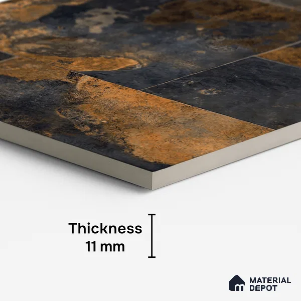 Stone Floor Tile TL 10347 Slate Stone Nero 4 ft x 2 ft Vitrified Matte Finish Tile - 11 mm | Suitable For Bathroom, Courtyard, Corridor
