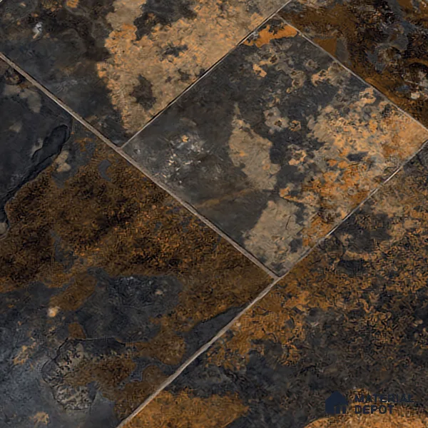 Stone Floor Tile TL 10347 Slate Stone Nero 4 ft x 2 ft Vitrified Matte Finish Tile - 11 mm | Suitable For Bathroom, Courtyard, Corridor