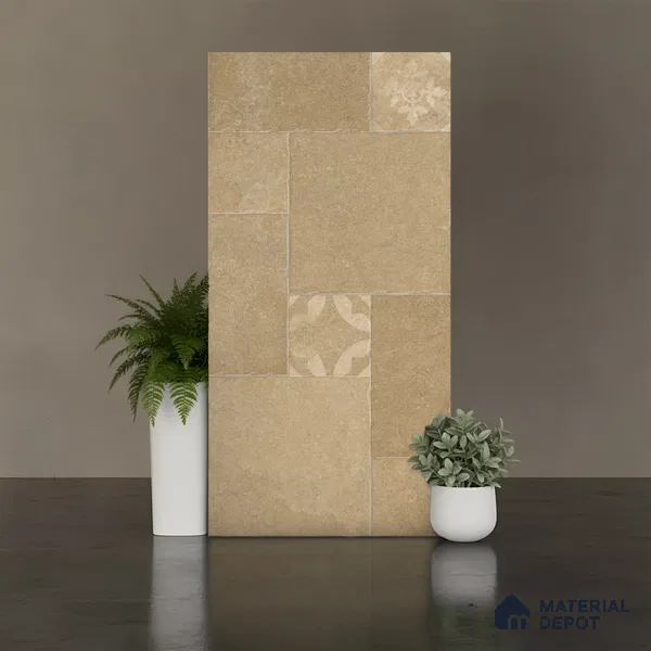 Stone Floor Tile TL 10346 Pomposa Sand 4 ft x 2 ft Vitrified Matte Finish Tile - 11 mm | Suitable For Bathroom, Courtyard, Corridor