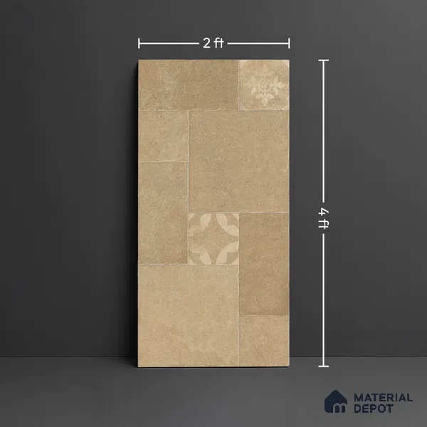 Stone Floor Tile TL 10346 Pomposa Sand 4 ft x 2 ft Vitrified Matte Finish Tile - 11 mm | Suitable For Bathroom, Courtyard, Corridor