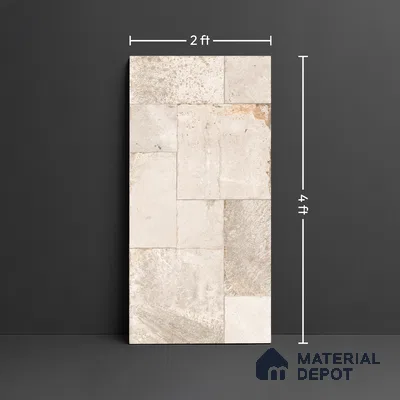 Stone Floor Tile TL 10339 Abbey Stone Sand 4 ft x 2 ft Vitrified Matte Finish Tile - 11 mm | Suitable For Bathroom, Courtyard, Corridor