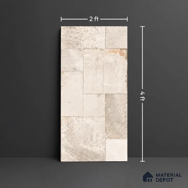 Stone Floor Tile TL 10339 Abbey Stone Sand 4 ft x 2 ft Vitrified Matte Finish Tile - 11 mm | Suitable For Bathroom, Courtyard, Corridor