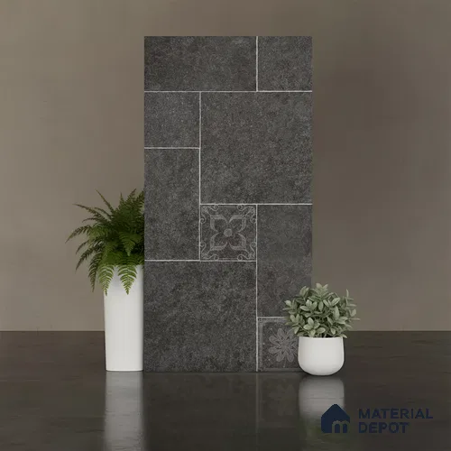Floor Tile TL 10345 North Stone Night 4 ft x 2 ft Vitrified Matte Finish Tile - 11 mm | Suitable For Kitchen, Bathroom Walls and Backsplashes