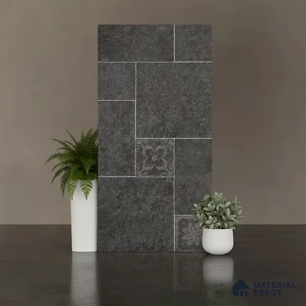 Stone Floor Tile TL 10345 North Stone Night 4 ft x 2 ft Vitrified Matte Finish Tile - 11 mm | Suitable For Bathroom, Courtyard, Corridor