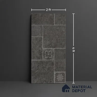Stone Floor Tile TL 10345 North Stone Night 4 ft x 2 ft Vitrified Matte Finish Tile - 11 mm | Suitable For Bathroom, Courtyard, Corridor