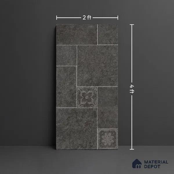 Stone Floor Tile TL 10345 North Stone Night 4 ft x 2 ft Vitrified Matte Finish Tile - 11 mm | Suitable For Bathroom, Courtyard, Corridor