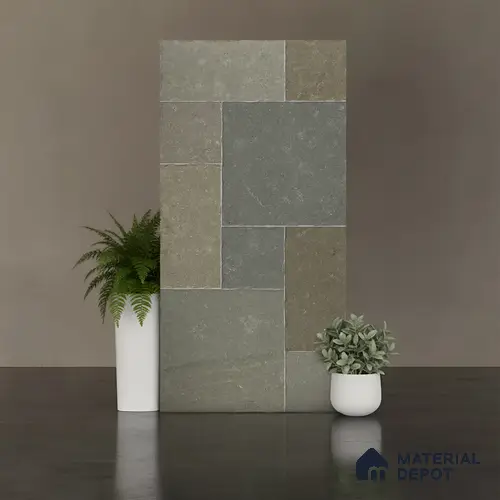 Floor Tile TL 10343 B Kota Stone Green 4 ft x 2 ft Vitrified Matte Finish Tile - 11 mm | Suitable For Kitchen, Bathroom Walls and Backsplashes