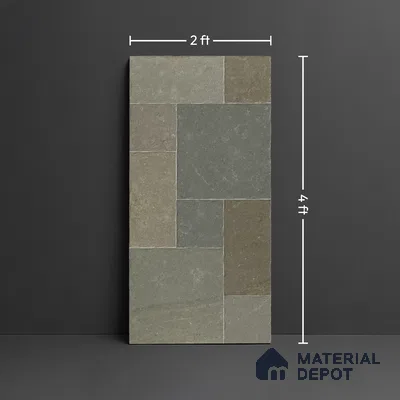 Stone Floor Tile TL 10343 B Kota Stone Green 4 ft x 2 ft Vitrified Matte Finish Tile - 11 mm | Suitable For Bathroom, Courtyard, Corridor