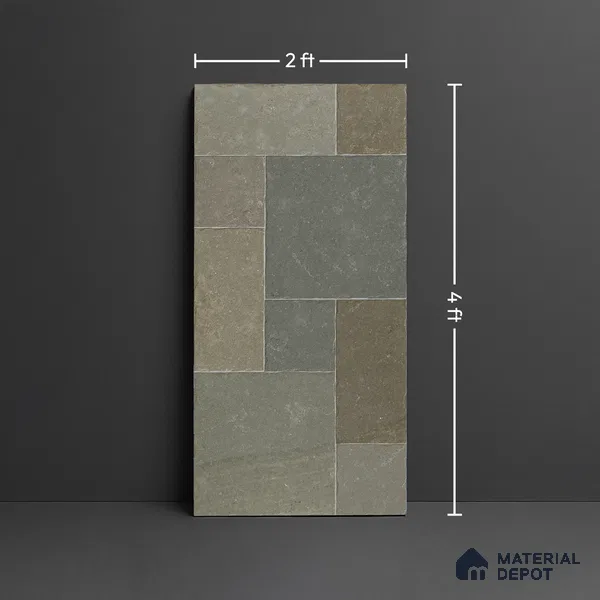 Stone Floor Tile TL 10343 B Kota Stone Green 4 ft x 2 ft Vitrified Matte Finish Tile - 11 mm | Suitable For Bathroom, Courtyard, Corridor
