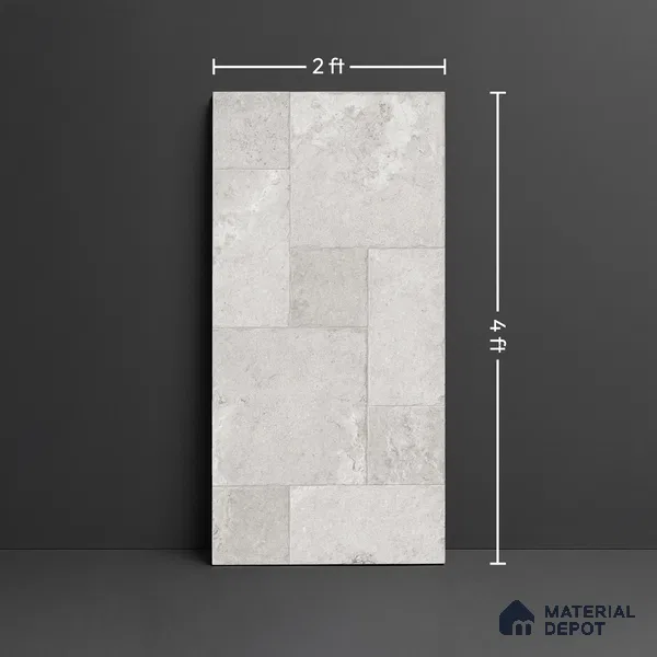 Stone Floor Tile TL 10341 French Stone Grey 4 ft x 2 ft Vitrified Matte Finish Tile - 11 mm | Suitable For Bathroom, Courtyard, Corridor