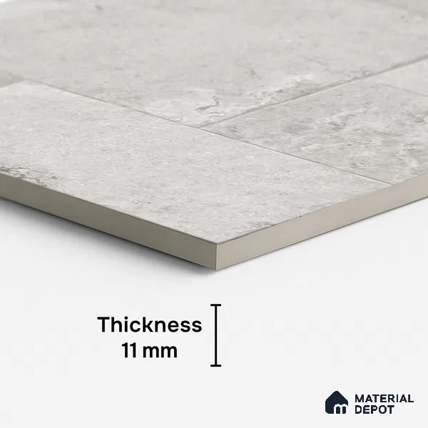 Stone Floor Tile TL 10341 French Stone Grey 4 ft x 2 ft Vitrified Matte Finish Tile - 11 mm | Suitable For Bathroom, Courtyard, Corridor