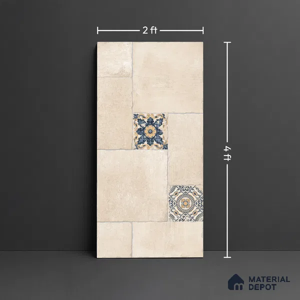 Stone Floor Tile TL 10342 Haritage Sand 4 ft x 2 ft Vitrified Matte Finish Tile - 11 mm | Suitable For Bathroom, Courtyard, Corridor