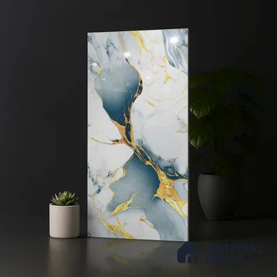 Marble Look TL 08513 Seloma Aqua 4 ft x 2 ft Vitrified Glossy Finish - 8 mm | Random 3