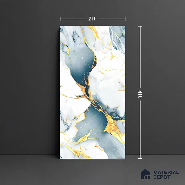 Marble Look TL 08513 Seloma Aqua 4 ft x 2 ft Vitrified Glossy Finish - 8 mm | Random 3