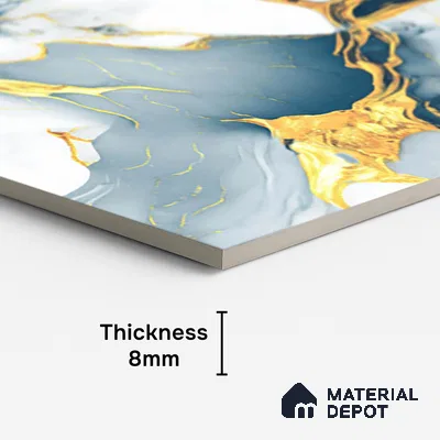 Marble Look TL 08513 Seloma Aqua 4 ft x 2 ft Vitrified Glossy Finish - 8 mm | Random 3