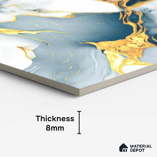 Marble Look TL 08513 Seloma Aqua 4 ft x 2 ft Vitrified Glossy Finish - 8 mm | Random 3