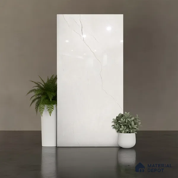 Marble Look TL 08494 Cremson Bianco Endless 4 ft x 2 ft Vitrified Glossy Finish - 8 mm | Random 4
