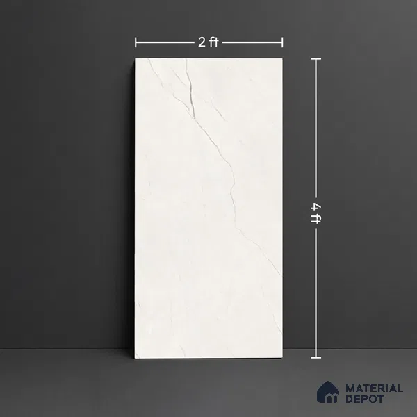 Marble Look TL 08494 Cremson Bianco Endless 4 ft x 2 ft Vitrified Glossy Finish - 8 mm | Random 4